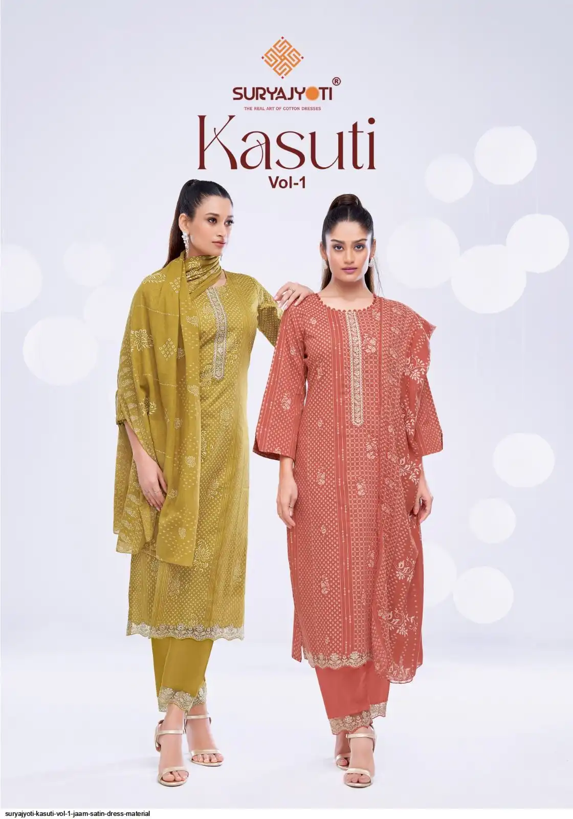 SURYAJYOTI KASUTI VOL 1 JAAM SATIN DRESS MATERIAL