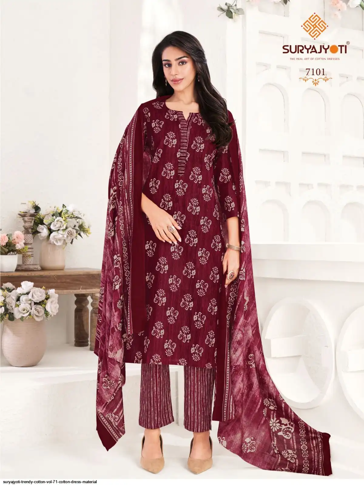 ladies cotton dress material Suryajyoti For Womens Suryajyoti Trendy Cotton Vol 71 COTTON Dress Material Dresstype-Maternity Dress