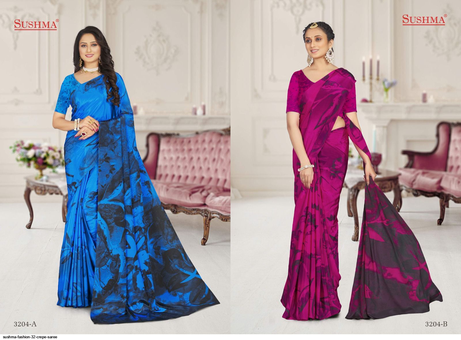 Italian Printed Crepe Sarees – Prashanti Sarees