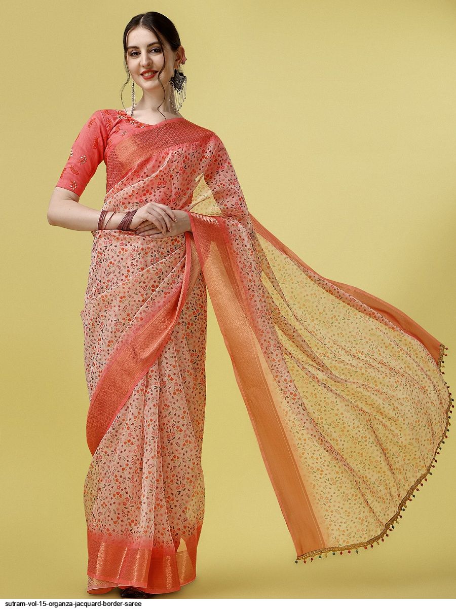 SUTRAM VOL 15 ORGANZA JACQUARD BORDER SAREE