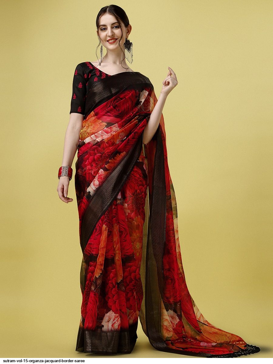 SUTRAM VOL 15 ORGANZA JACQUARD BORDER SAREE