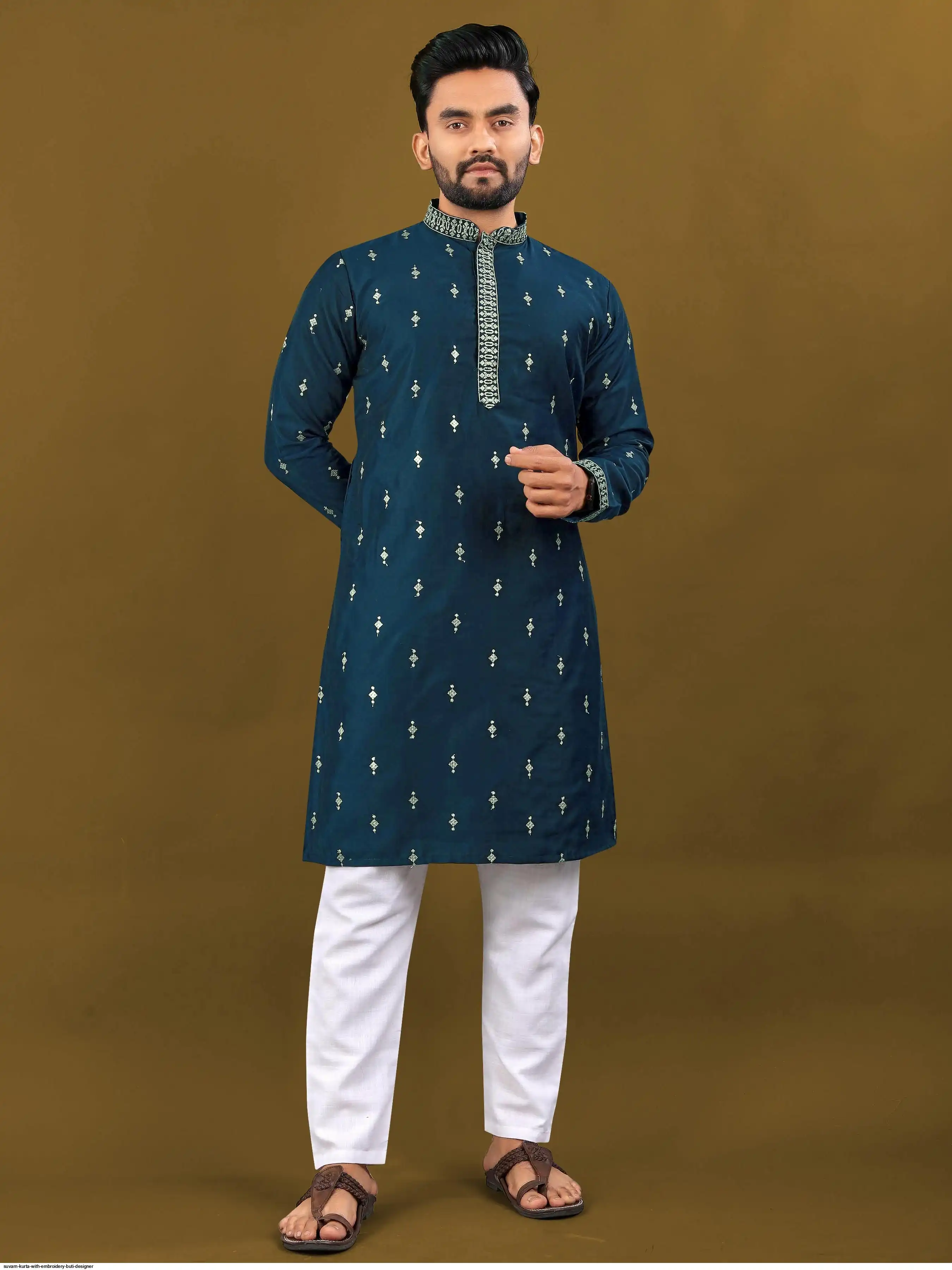SUVARN KURTA WITH EMBROIDERY BUTI DESIGNER E
