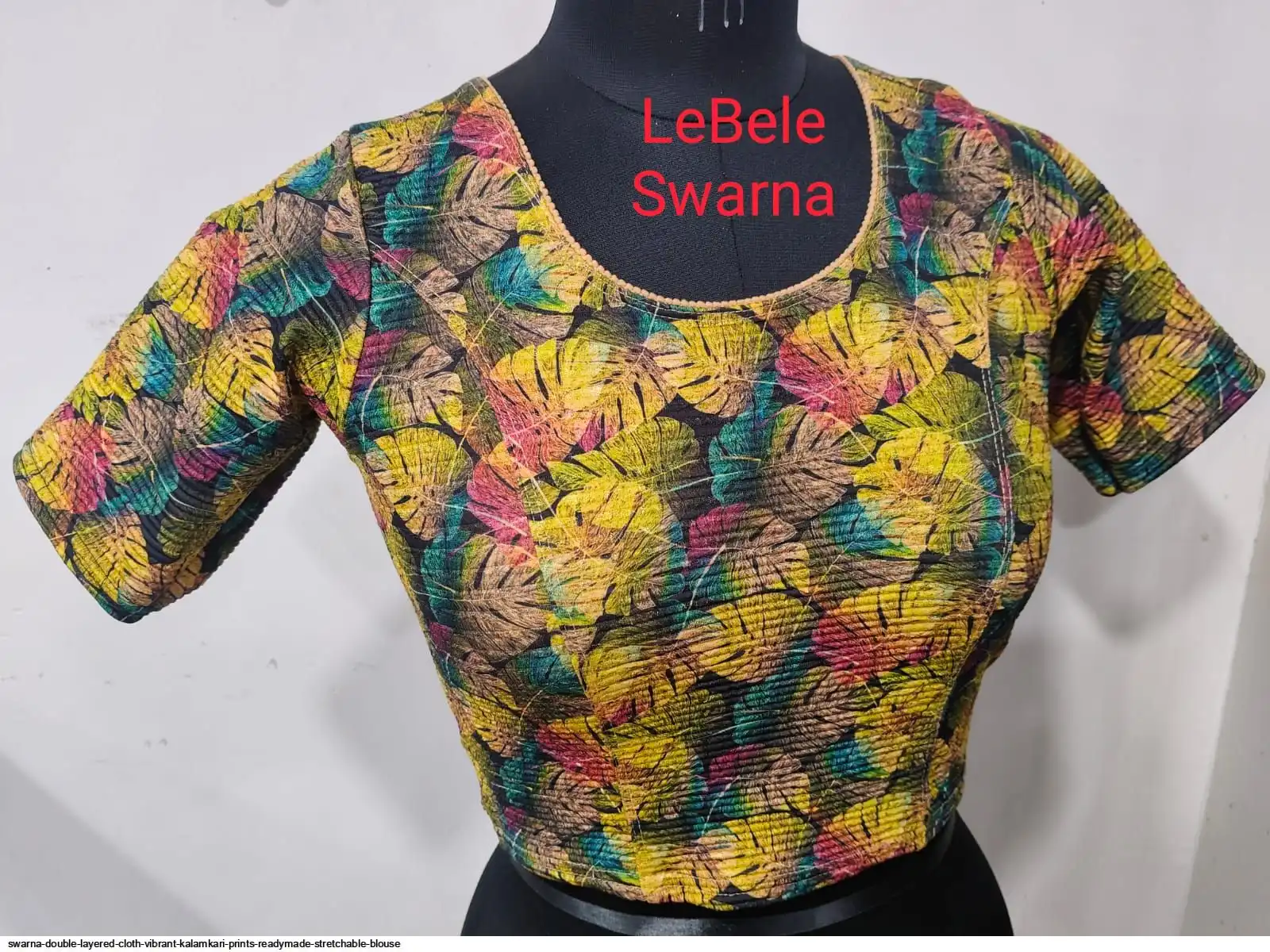 SWARNA DOUBLE LAYERED CLOTH VIBRANT KALAMKARI PRINTS READYMADE STRETCHABLE BLOUSE 7