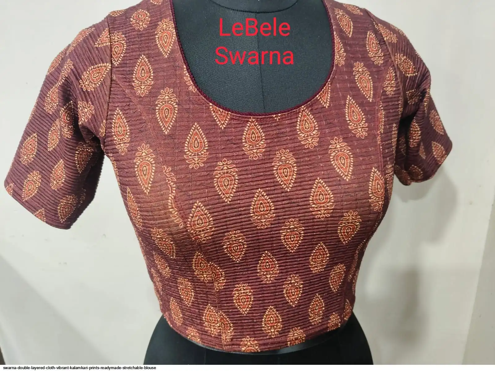 SWARNA DOUBLE LAYERED CLOTH VIBRANT KALAMKARI PRINTS READYMADE STRETCHABLE BLOUSE 9