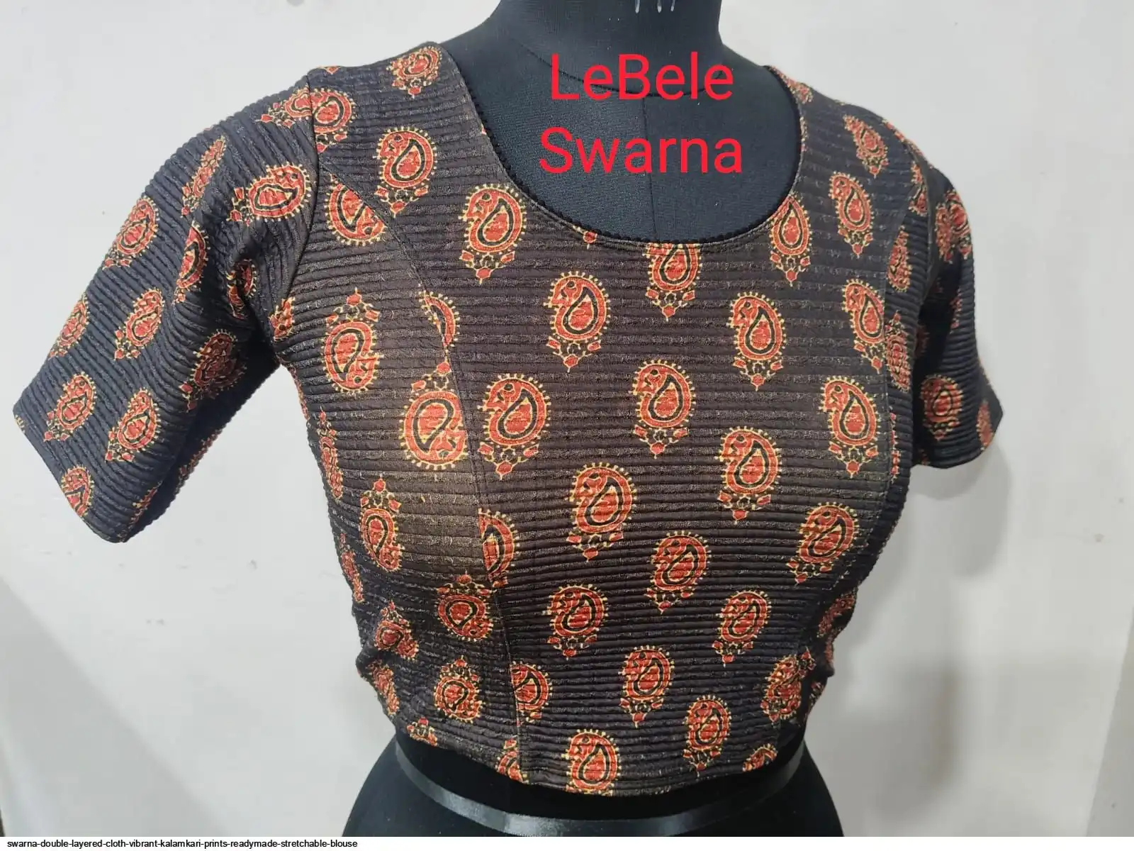 SWARNA DOUBLE LAYERED CLOTH VIBRANT KALAMKARI PRINTS READYMADE STRETCHABLE BLOUSE 17