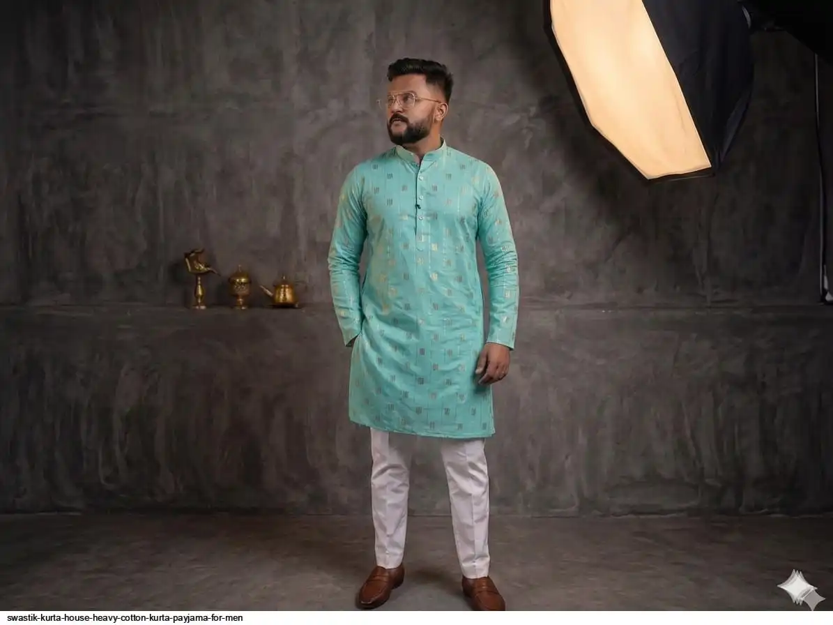 SWASTIK KURTA HOUSE HEAVY COTTON KURTA PAYJAMA FOR MEN 3