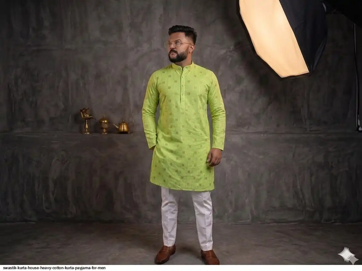 SWASTIK KURTA HOUSE HEAVY COTTON KURTA PAYJAMA FOR MEN 5
