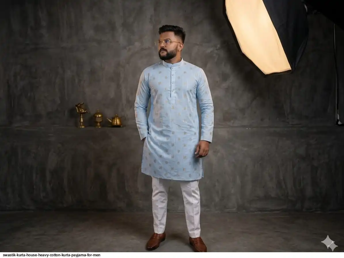 SWASTIK KURTA HOUSE HEAVY COTTON KURTA PAYJAMA FOR MEN 6