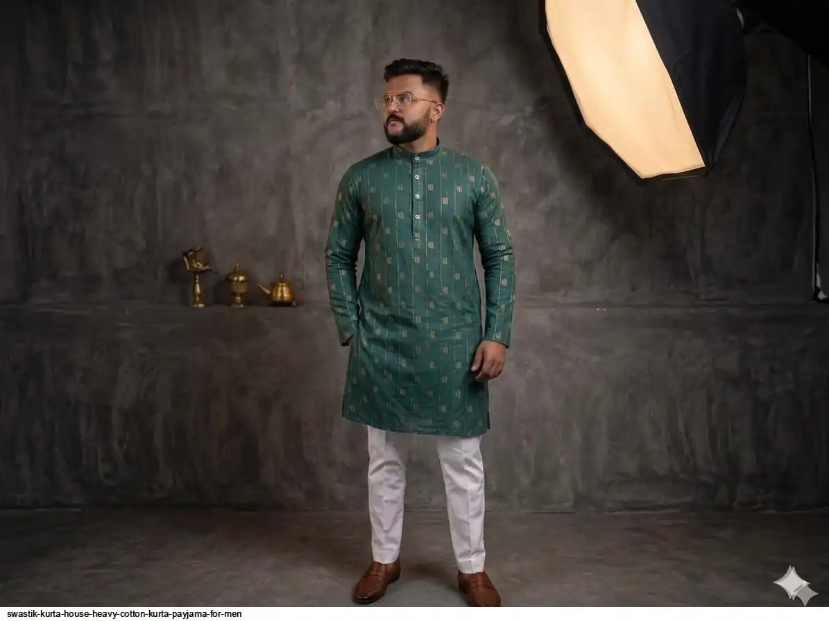 SWASTIK KURTA HOUSE HEAVY COTTON KURTA PAYJAMA FOR MEN 4