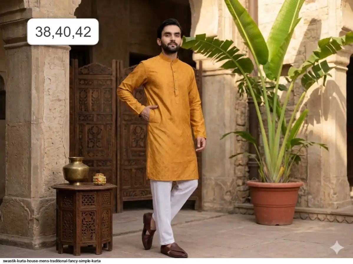 SWASTIK KURTA HOUSE MENS TRADITIONAL FANCY SIMPLE KURTA 5