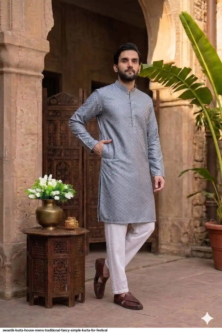 SWASTIK KURTA HOUSE MENS TRADITIONAL FANCY SIMPLE KURTA FOR FESTIVAL 4