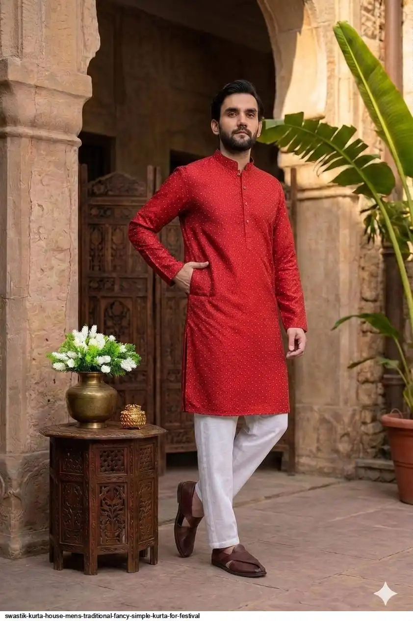 SWASTIK KURTA HOUSE MENS TRADITIONAL FANCY SIMPLE KURTA FOR FESTIVAL 3