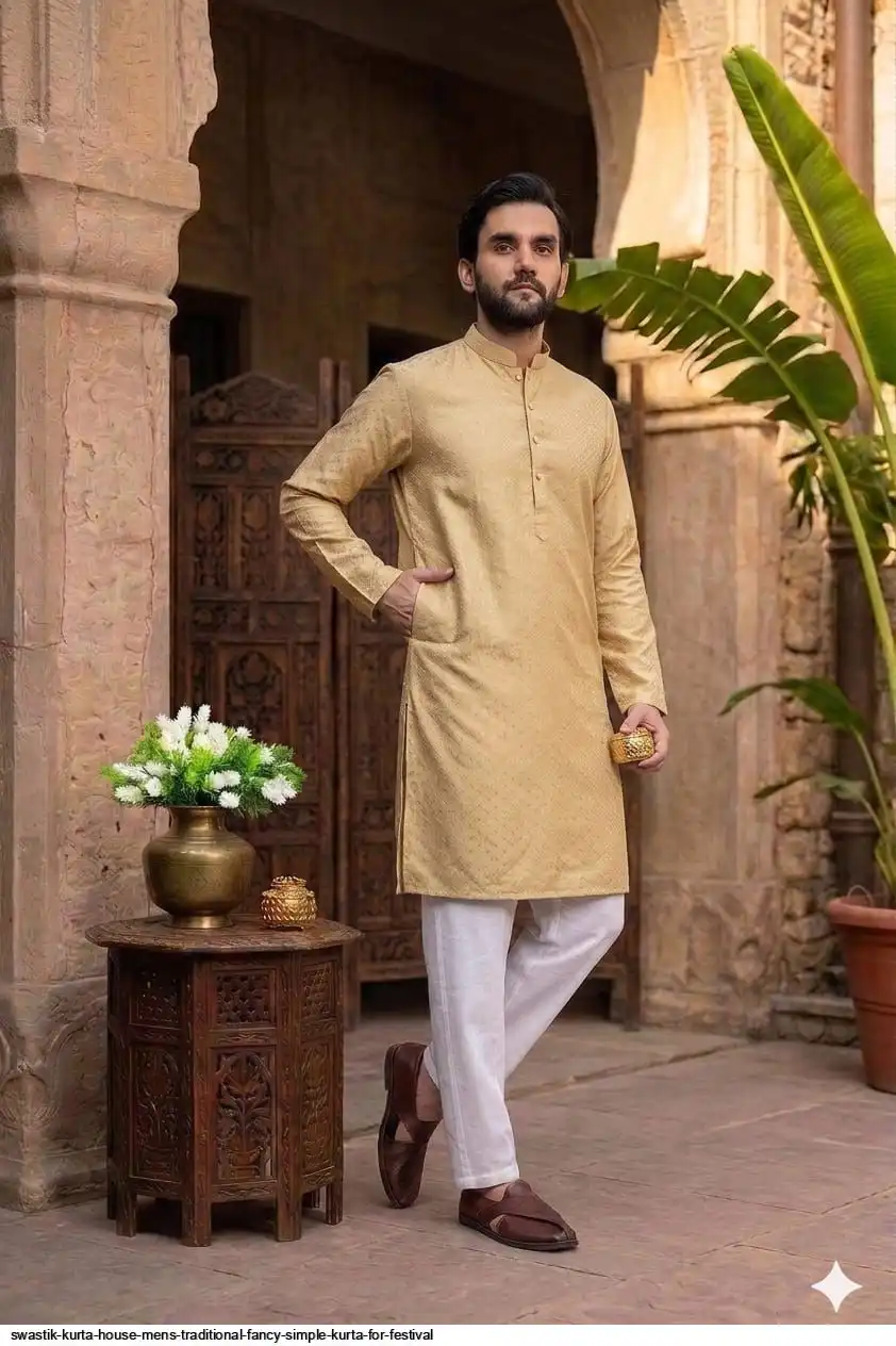 SWASTIK KURTA HOUSE MENS TRADITIONAL FANCY SIMPLE KURTA FOR FESTIVAL 2