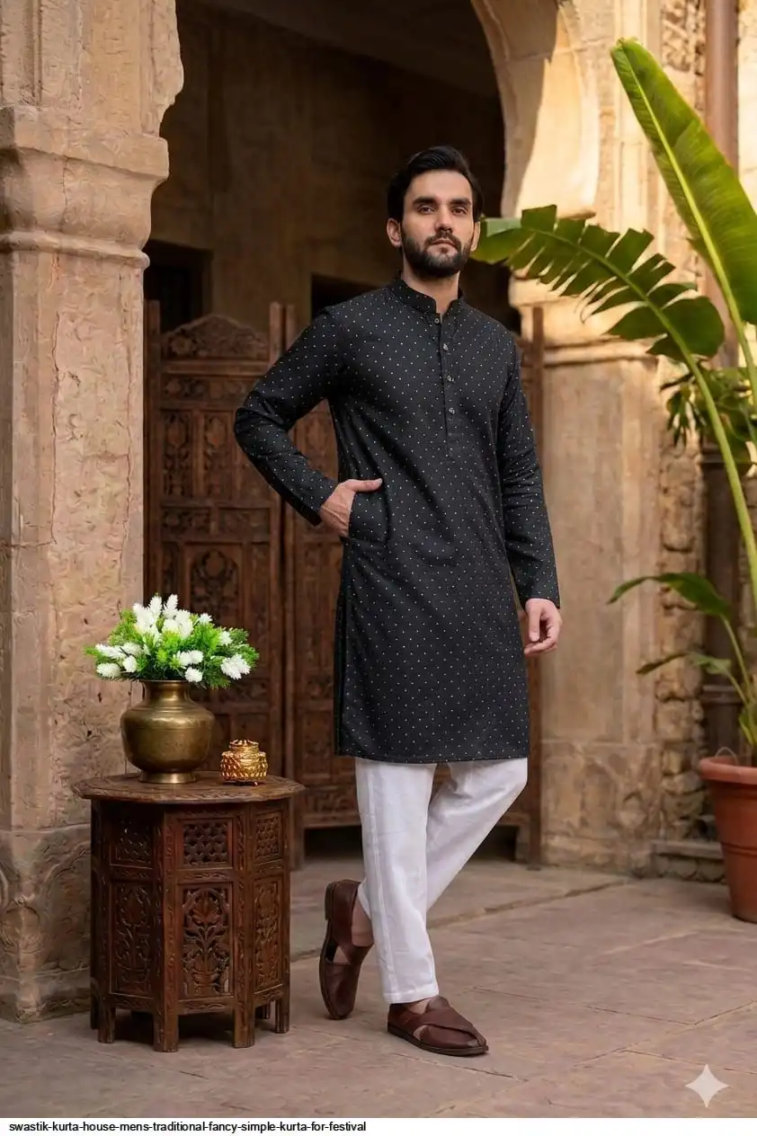 SWASTIK KURTA HOUSE MENS TRADITIONAL FANCY SIMPLE KURTA FOR FESTIVAL 6