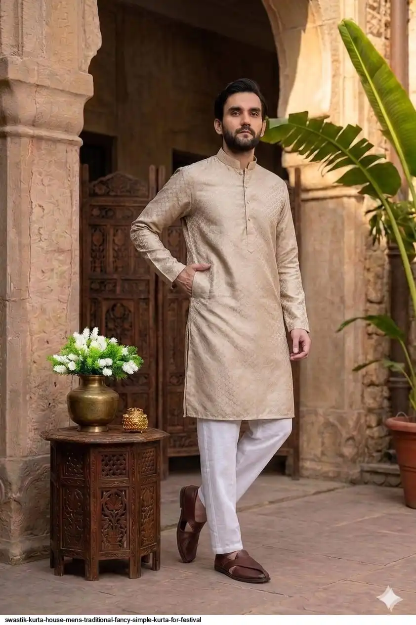 SWASTIK KURTA HOUSE MENS TRADITIONAL FANCY SIMPLE KURTA FOR FESTIVAL 5