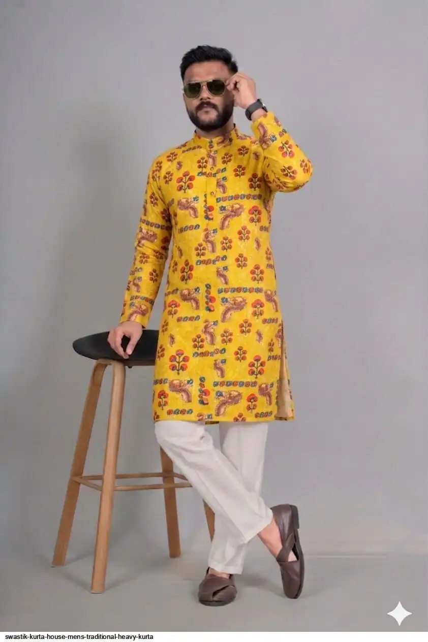 SWASTIK KURTA HOUSE MENS TRADITIONAL HEAVY KURTA 2