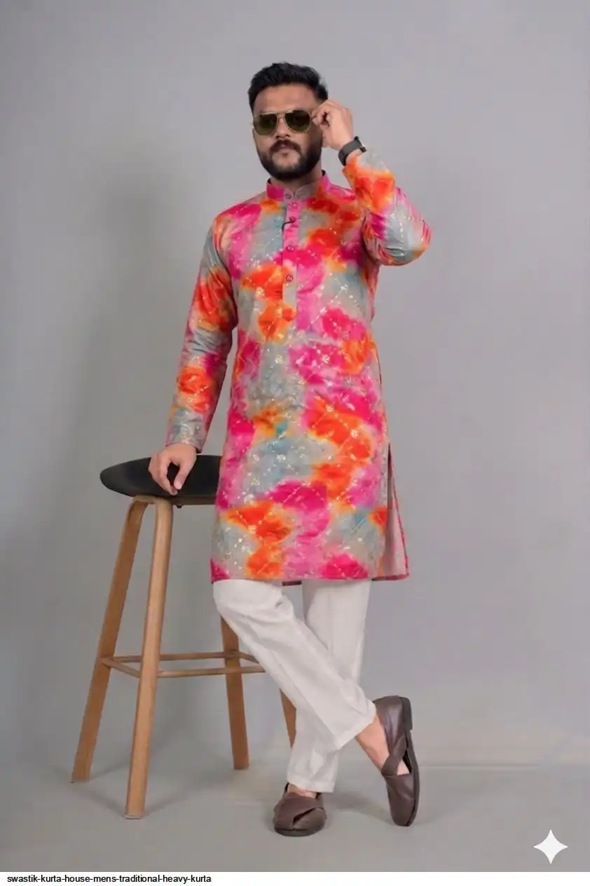 SWASTIK KURTA HOUSE MENS TRADITIONAL HEAVY KURTA 5