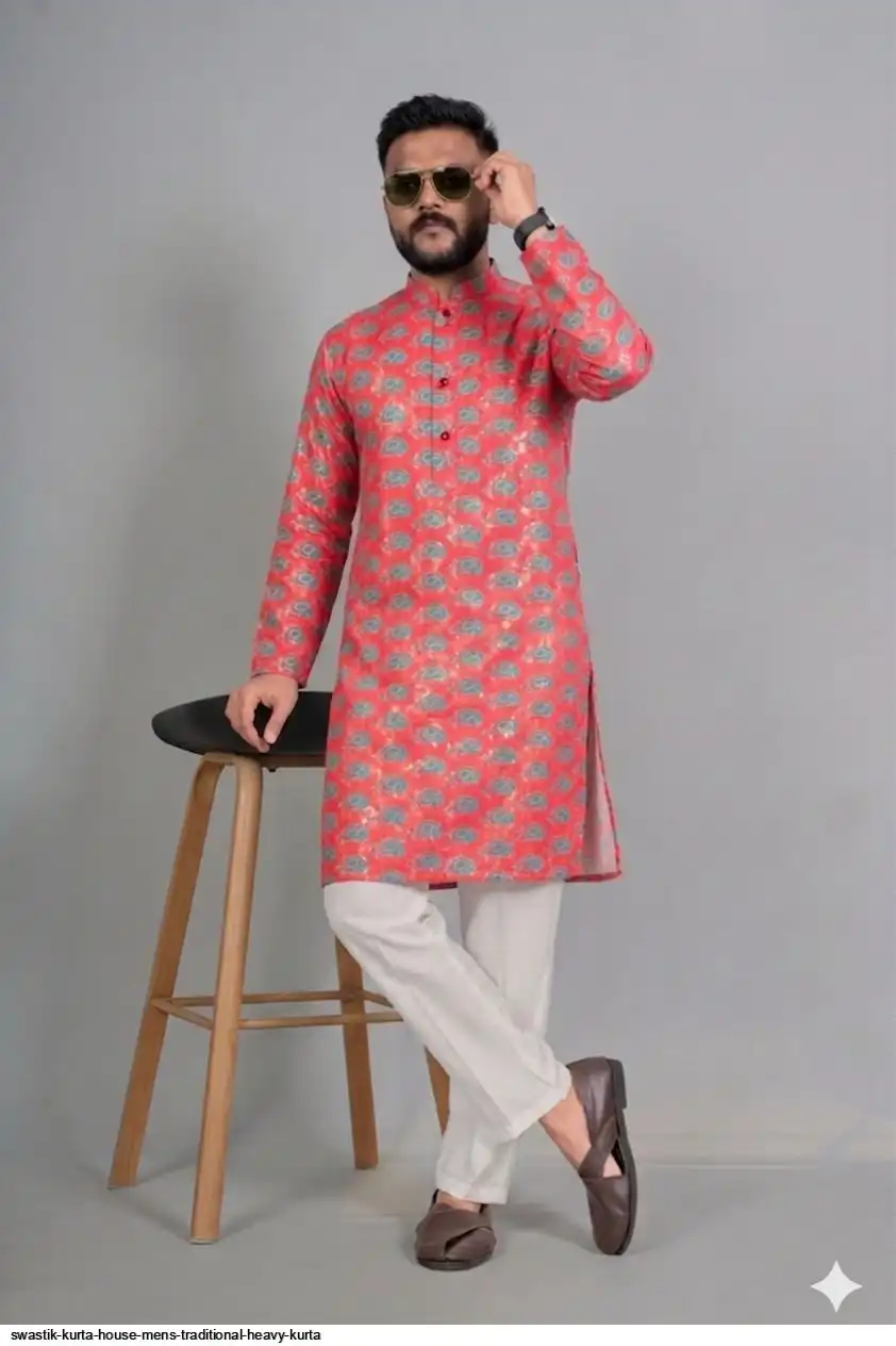 SWASTIK KURTA HOUSE MENS TRADITIONAL HEAVY KURTA 7