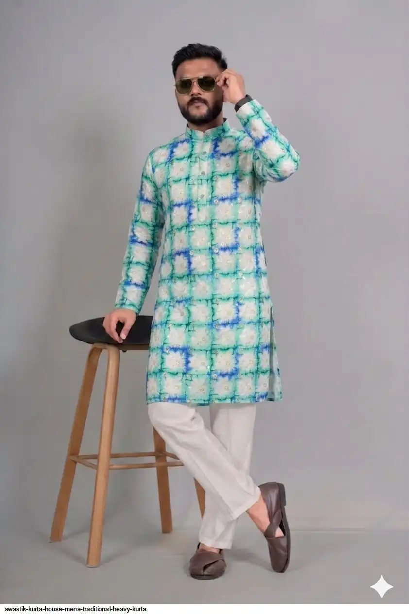 SWASTIK KURTA HOUSE MENS TRADITIONAL HEAVY KURTA 6