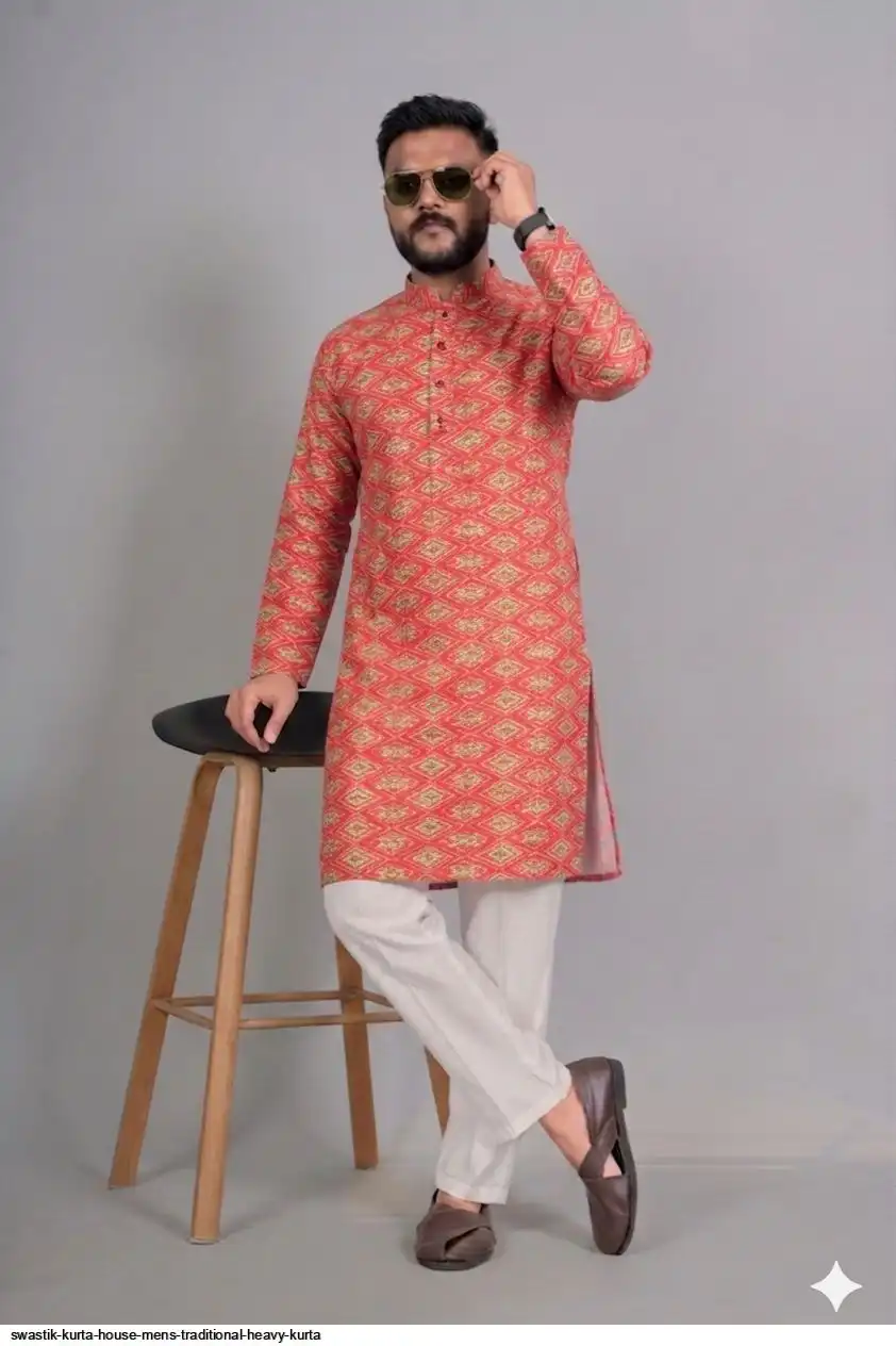 SWASTIK KURTA HOUSE MENS TRADITIONAL HEAVY KURTA 10
