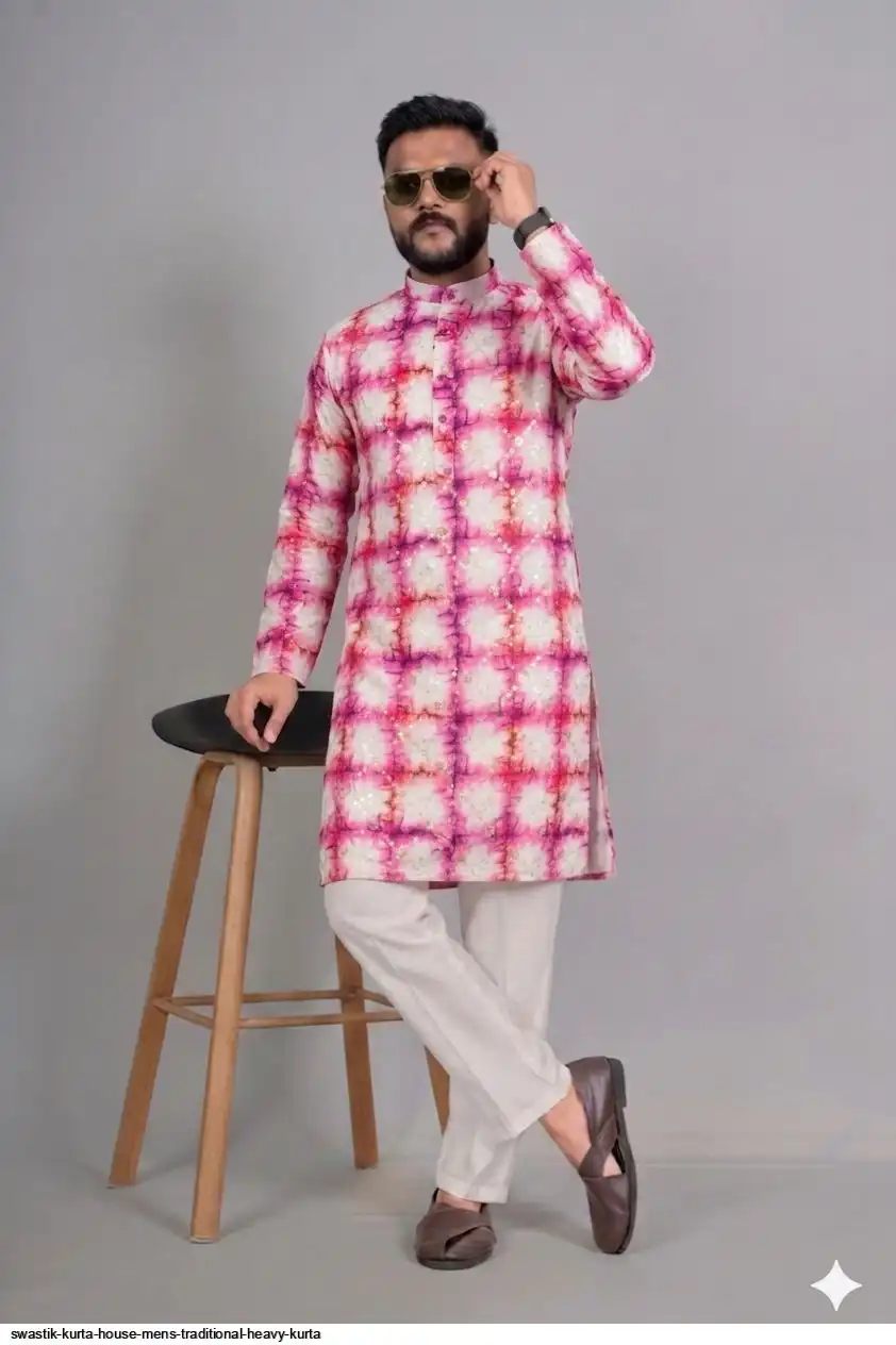 SWASTIK KURTA HOUSE MENS TRADITIONAL HEAVY KURTA 9