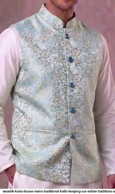 SWASTIK KURTA HOUSE MENS TRADITIONAL KOTHI KEEPING OUR INDIAN TRADITIONS ALIVE MODI JACKET JACQUARD 3