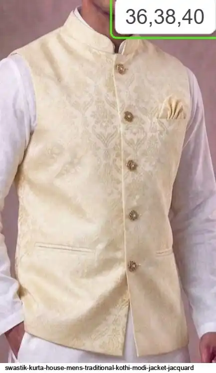 SWASTIK KURTA HOUSE MENS TRADITIONAL KOTHI MODI JACKET JACQUARD 3