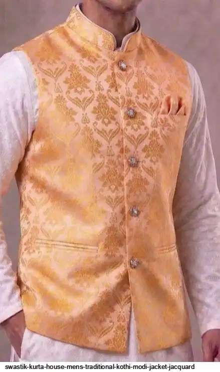 SWASTIK KURTA HOUSE MENS TRADITIONAL KOTHI MODI JACKET JACQUARD 4