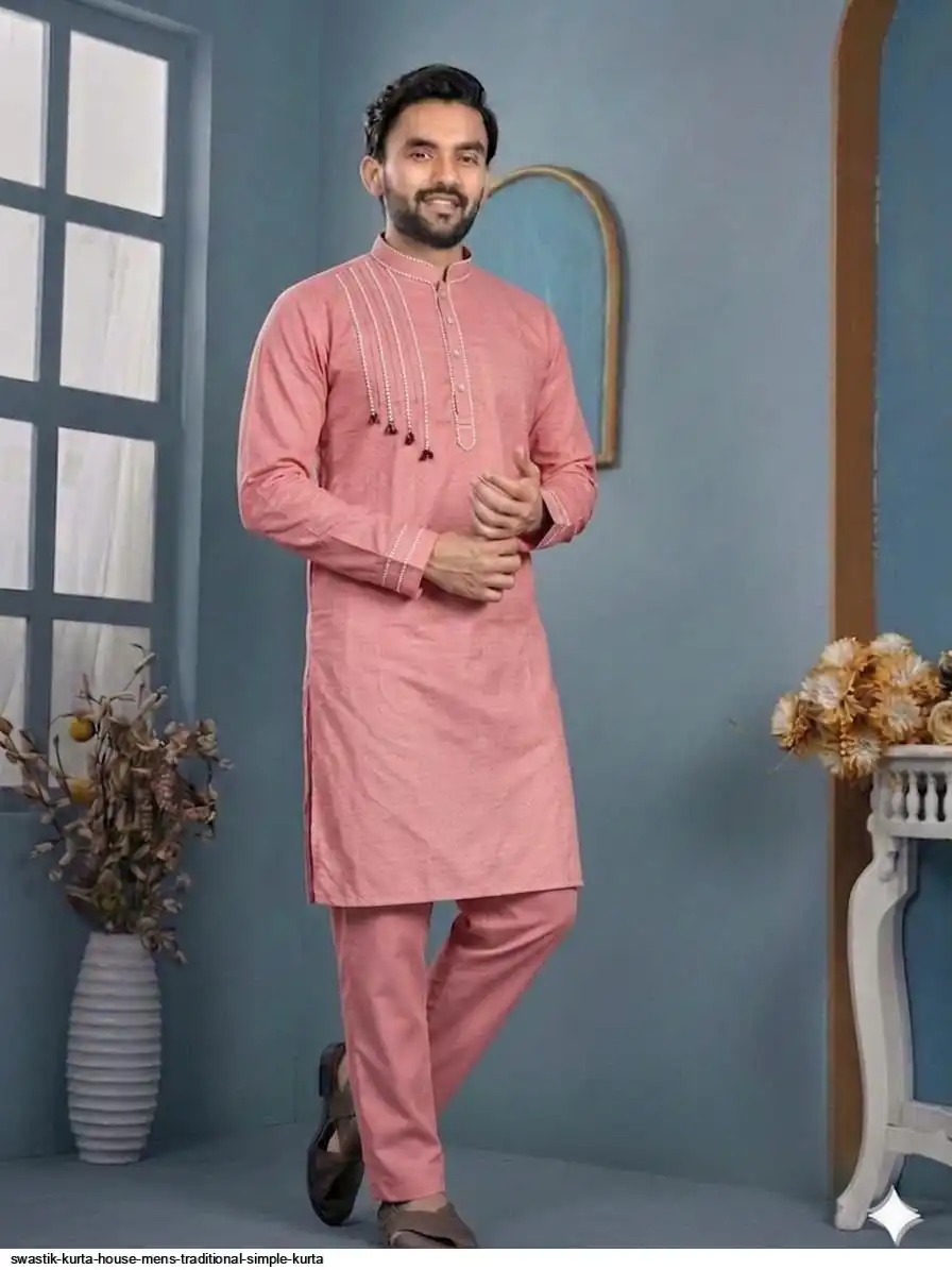SWASTIK KURTA HOUSE MENS TRADITIONAL SIMPLE KURTA 3