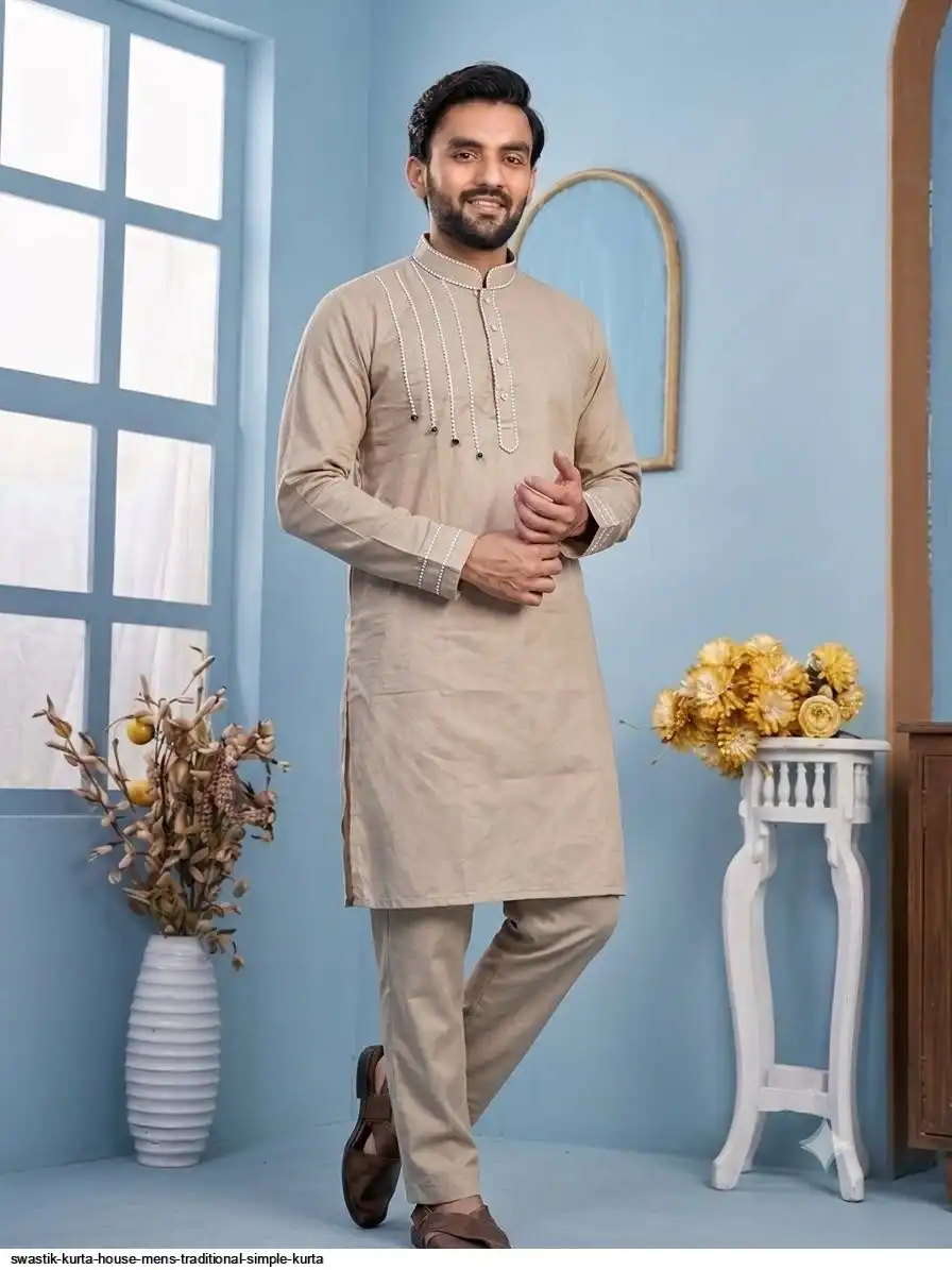 SWASTIK KURTA HOUSE MENS TRADITIONAL SIMPLE KURTA 4