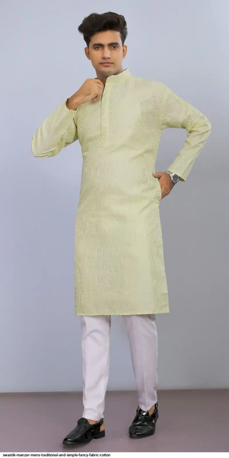 SWASTIK MANZAR MENS TRADITIONAL AND SIMPLE FANCY FABRIC COTTON 3