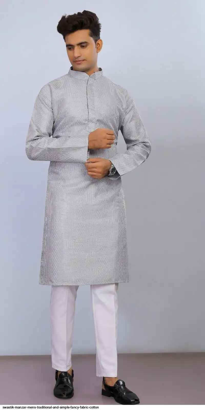 SWASTIK MANZAR MENS TRADITIONAL AND SIMPLE FANCY FABRIC COTTON 5