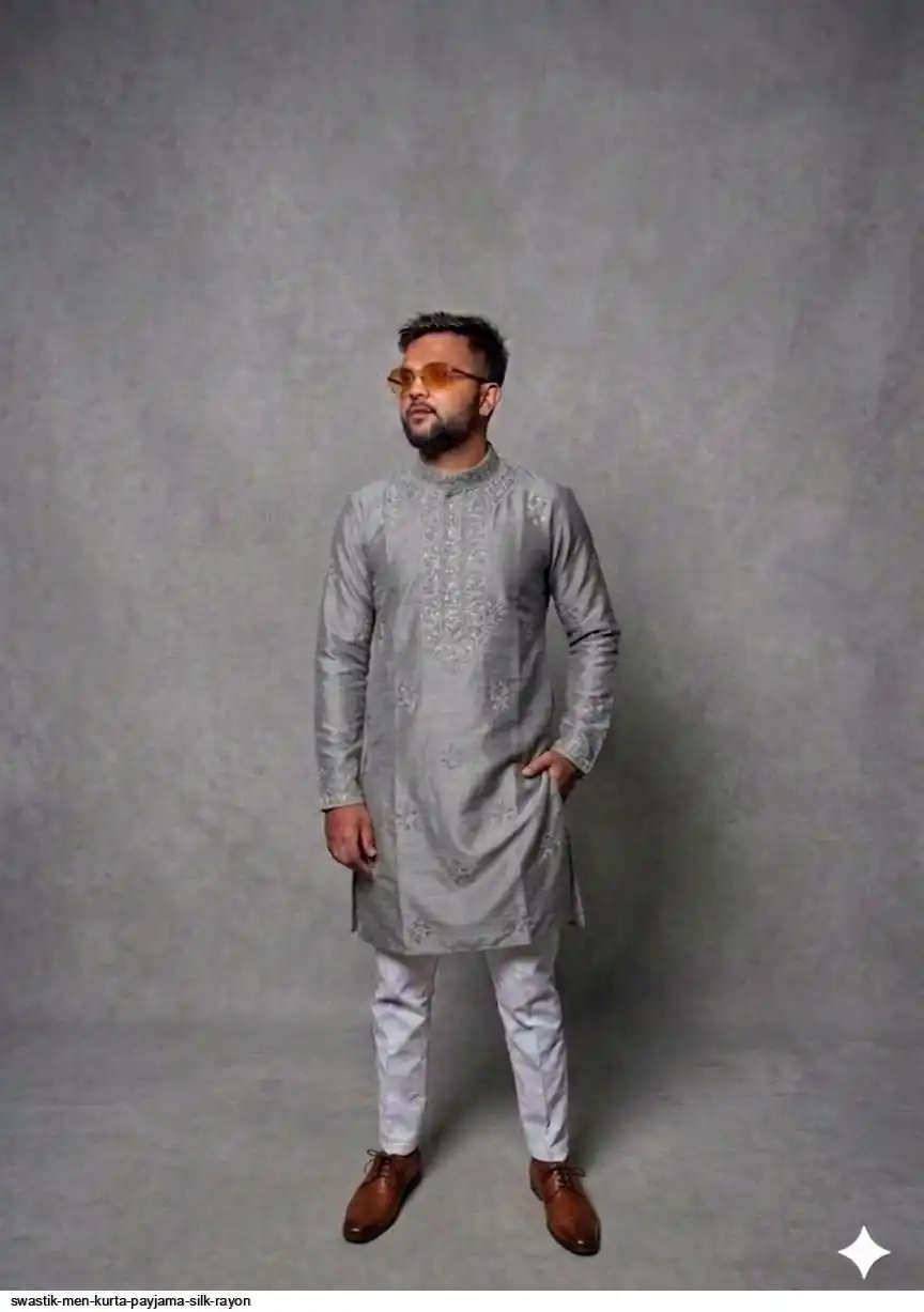 SWASTIK MEN KURTA PAYJAMA SILK RAYON C