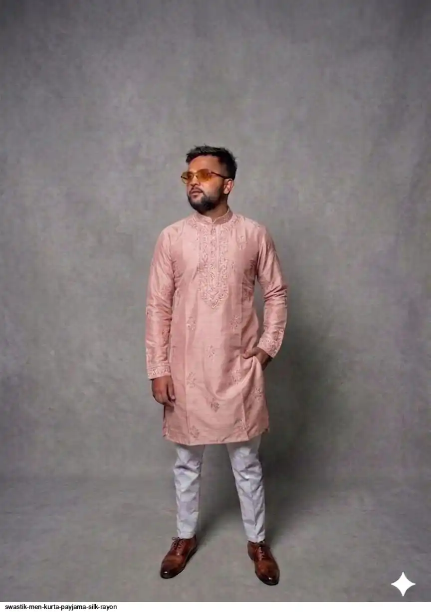 SWASTIK MEN KURTA PAYJAMA SILK RAYON F