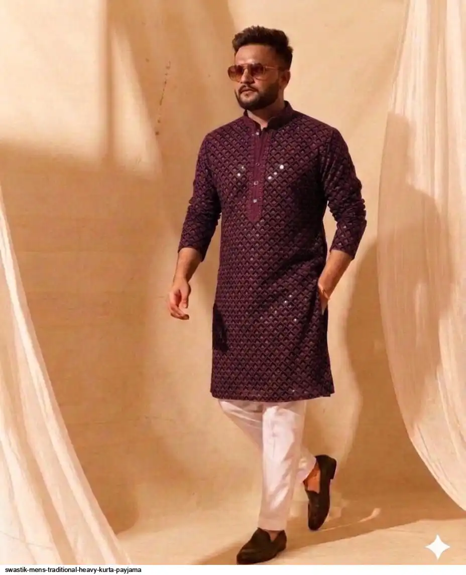 SWASTIK MENS TRADITIONAL HEAVY KURTA PAYJAMA B