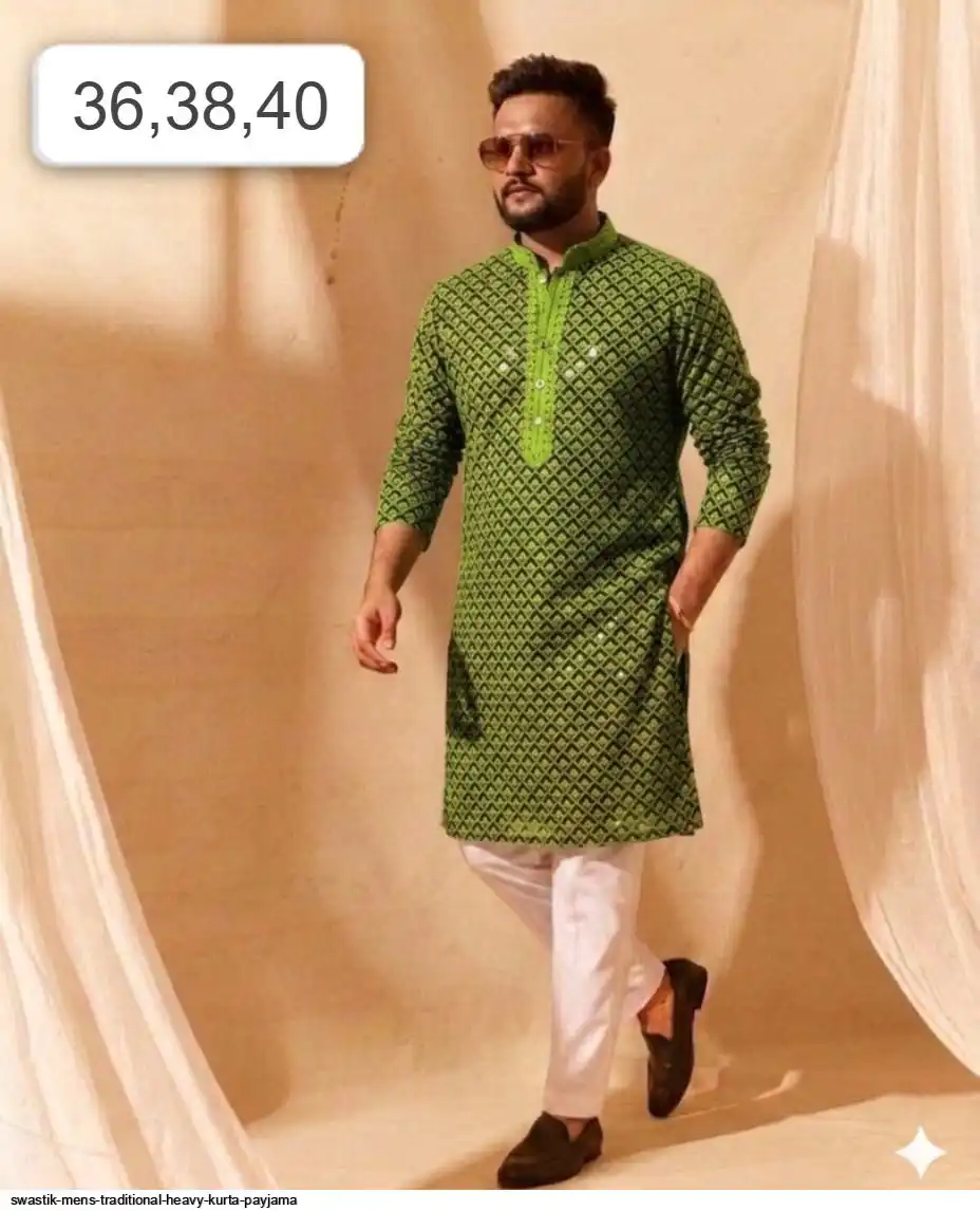 SWASTIK MENS TRADITIONAL HEAVY KURTA PAYJAMA C