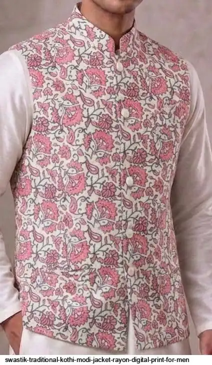 SWASTIK TRADITIONAL KOTHI MODI JACKET RAYON DIGITAL PRINT FOR MEN 3