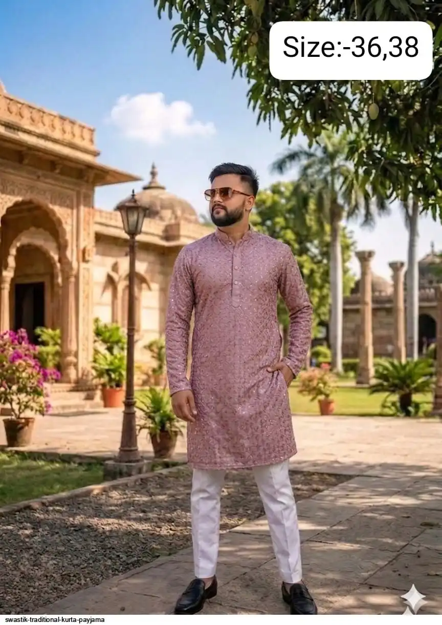 SWASTIK TRADITIONAL COTTON KURTA PAYJAMA B
