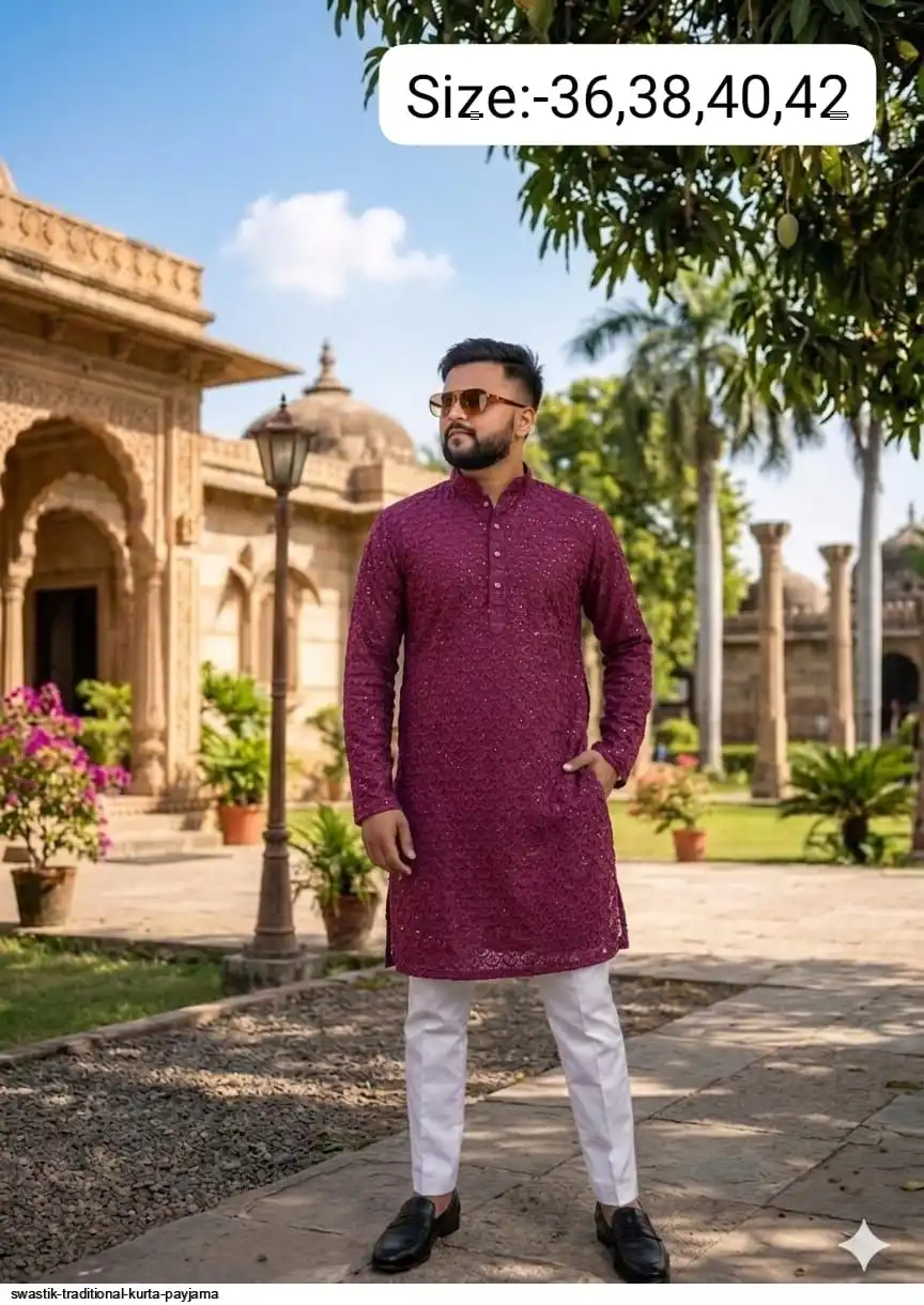 SWASTIK TRADITIONAL COTTON KURTA PAYJAMA D