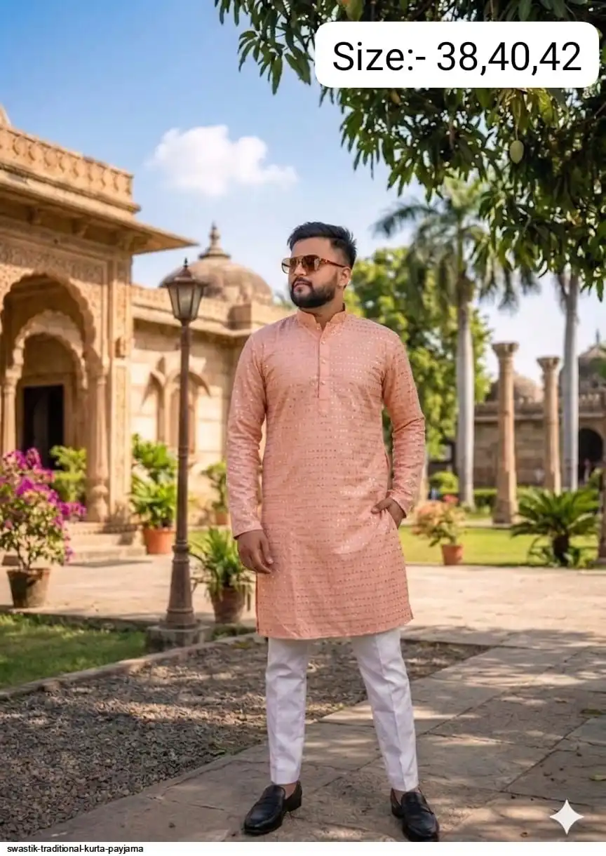 SWASTIK TRADITIONAL COTTON KURTA PAYJAMA E
