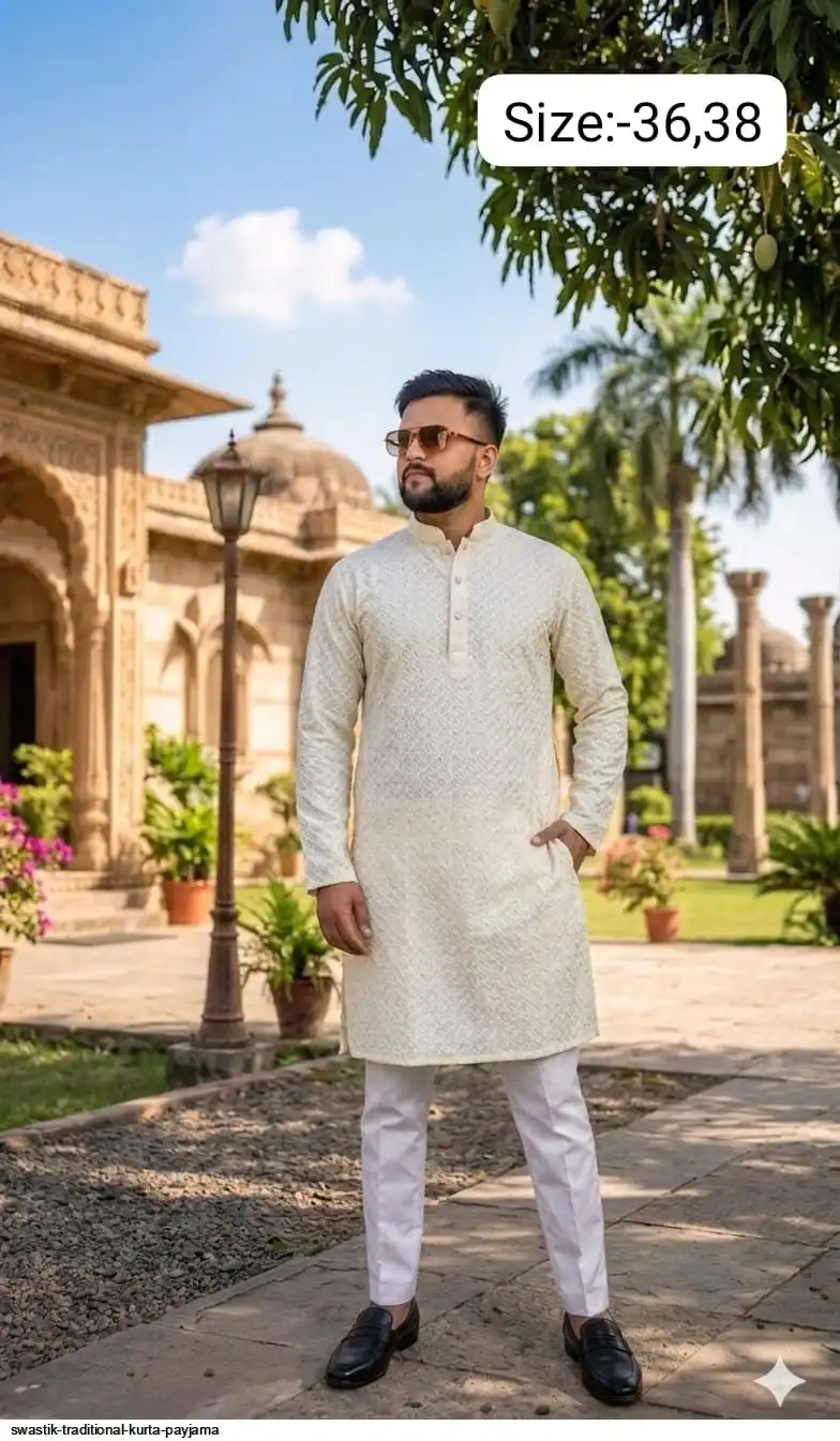 SWASTIK TRADITIONAL COTTON KURTA PAYJAMA G