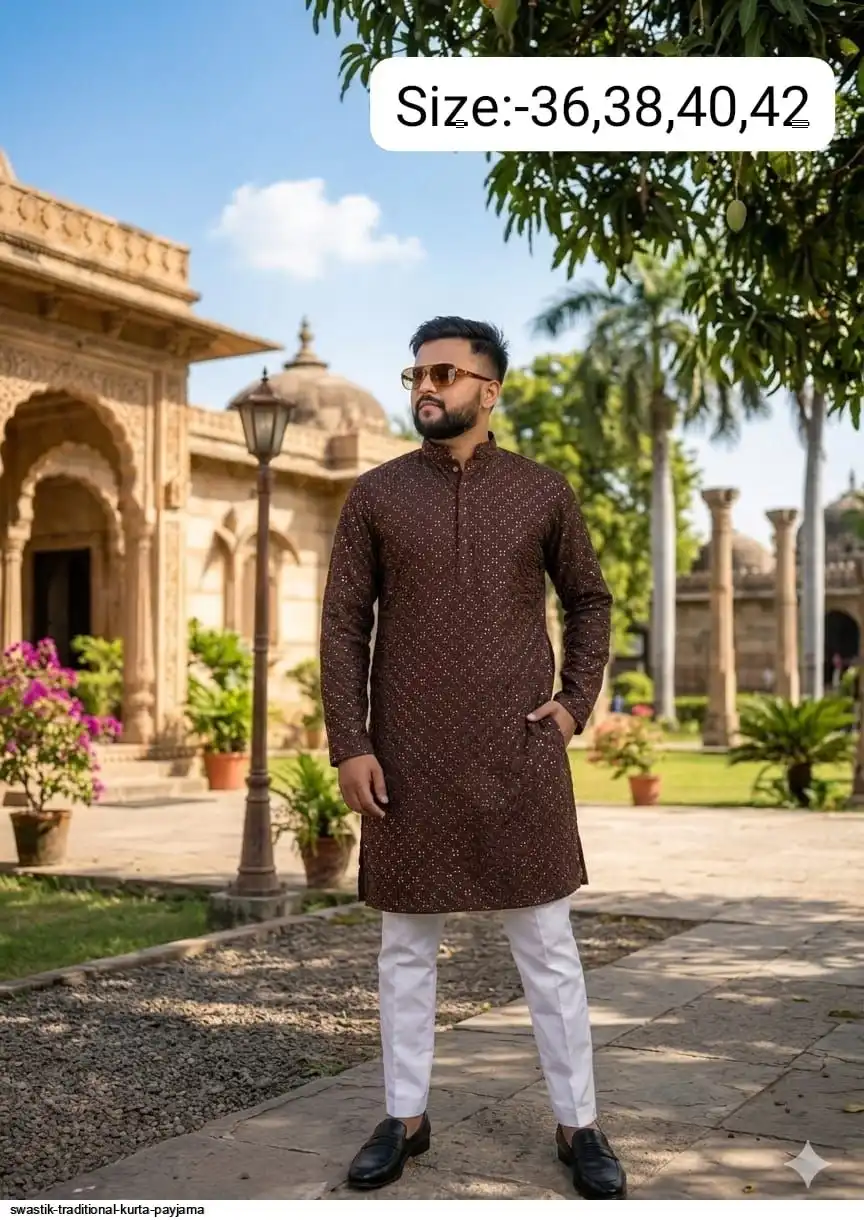 SWASTIK TRADITIONAL COTTON KURTA PAYJAMA H