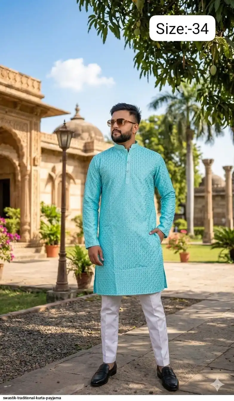SWASTIK TRADITIONAL COTTON KURTA PAYJAMA J
