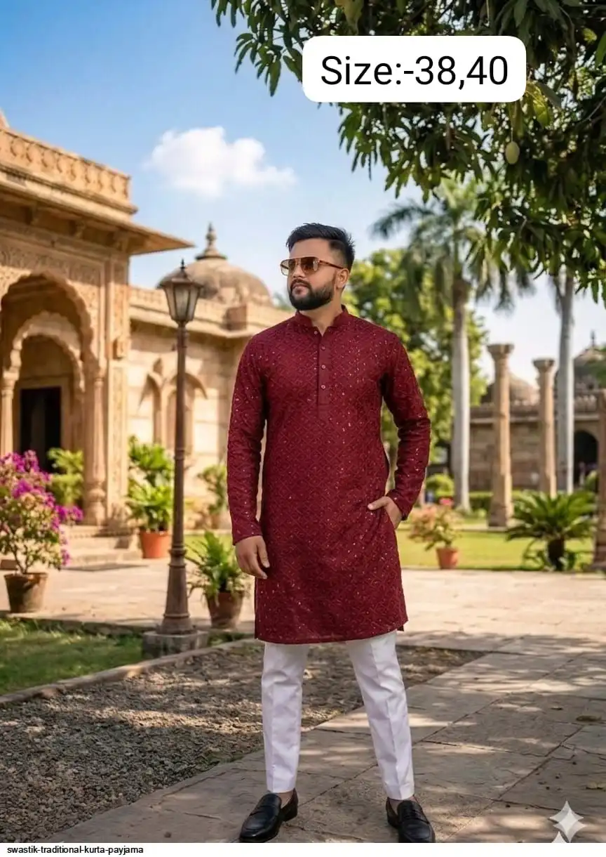 SWASTIK TRADITIONAL COTTON KURTA PAYJAMA K
