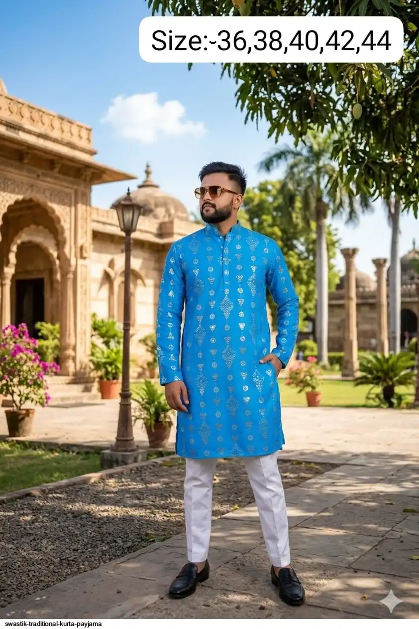 SWASTIK TRADITIONAL COTTON KURTA PAYJAMA N