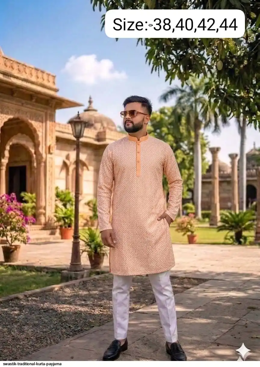 SWASTIK TRADITIONAL COTTON KURTA PAYJAMA Q