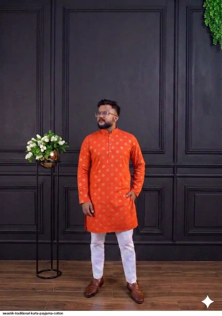 SWASTIK TRADITIONAL KURTA PAYJAMA COTTON B