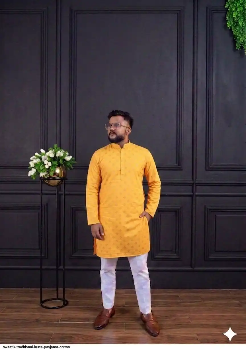 SWASTIK TRADITIONAL KURTA PAYJAMA COTTON C