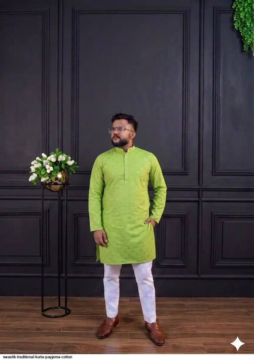 SWASTIK TRADITIONAL KURTA PAYJAMA COTTON D