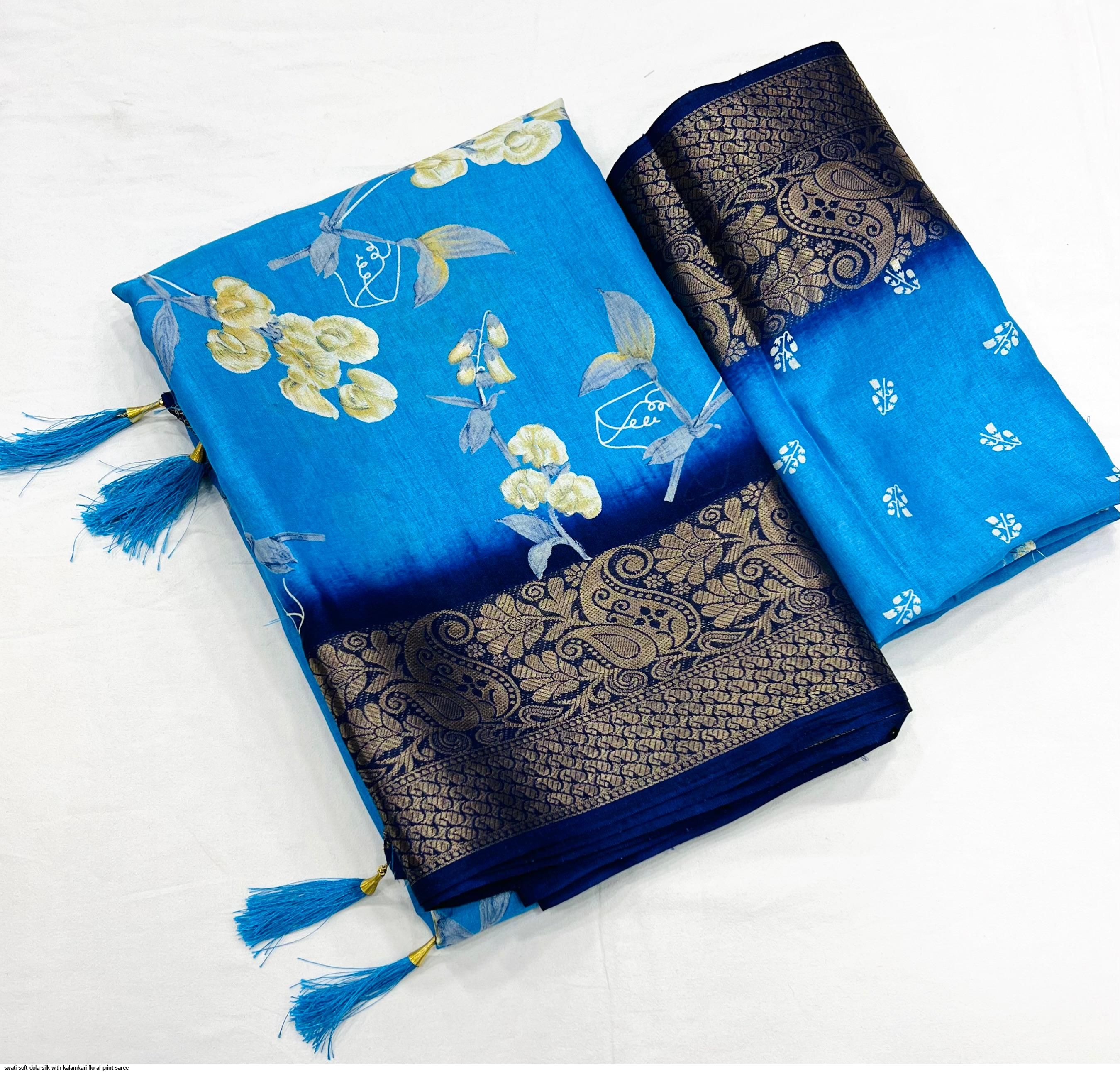 New Soft Pure Dola Silk Kalamkari Patola Digital Print Saree
